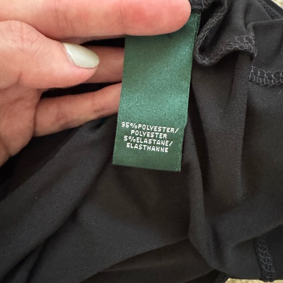 Classic Elegance: Ralph Lauren Black Ruched V-Neck Midi Dress - Size 16 - Picture 8 of 8